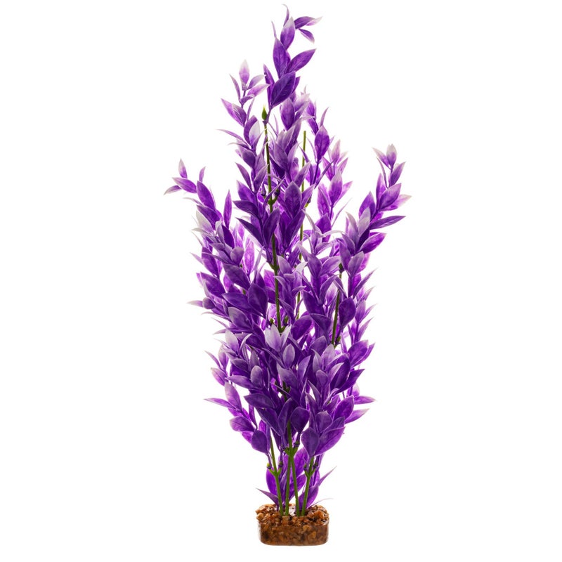 GloFish Plant Aquarium DÃ©cor, Purple and White Extra-Large, Fluorescent Under Blue LED Light - Image 1
